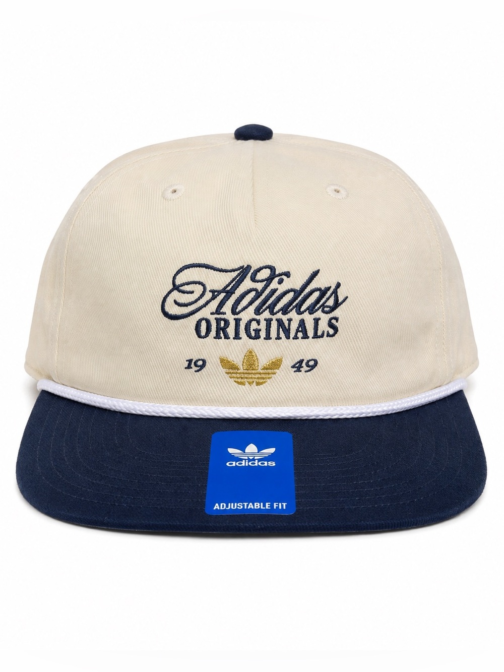 Adidas Originals Two-Tone Cream & Navy Rope-Trim adjustable strap Hat